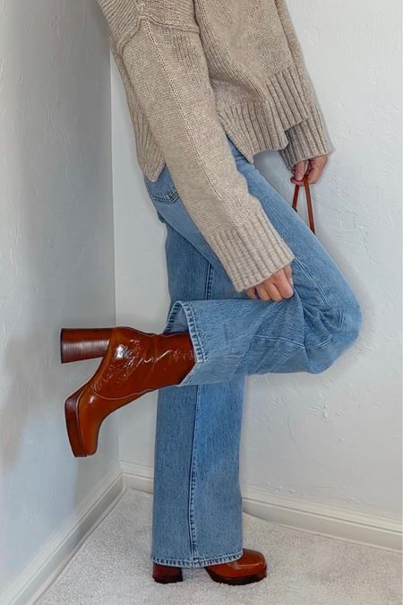 Platform boots
Oversized denim
Wide leg denim 
Cropped sweater 
Fall Sweater 
Jeans 
Boots 
Fall Sweater 
Fall outfits 
Fall outfit 
Fall Shoes 
#ltkseasonal 
#ltku
#ltkstyletip 

#LTKshoecrush #LTKfindsunder100 #LTKHoliday #LTKGiftGuide