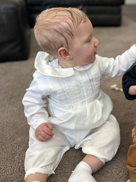 Baby Boy Baptism Outfit! Simple, sweet, easy to get on and off, and the material was actually comfortable for our eight month old to wear too. I would size up.. I think it runs small for us anyways!

#LTKfamily #LTKbaby #LTKkids