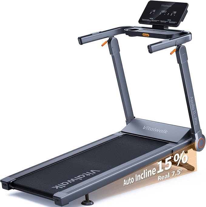 Foldable Treadmill with Auto Incline - Vitalwalk Commercial 48"x18" Wide Running Belt, 20% / 15% ... | Amazon (US)