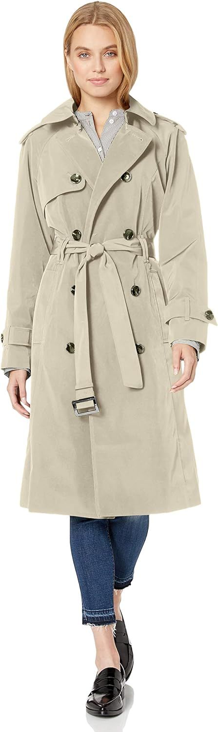 London Fog Women's 3/4 Length Double-Breasted Trench Coat with Belt | Amazon (US)