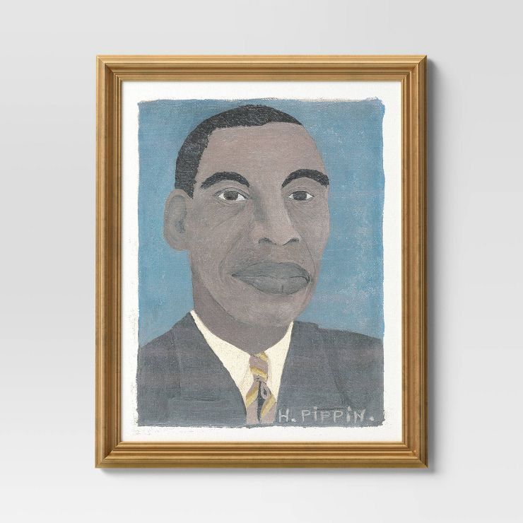 16" x 20" Self Portrait II by Horace Pippin Vintage Framed Wall Cotton Canvas Gold - Threshold™ | Target