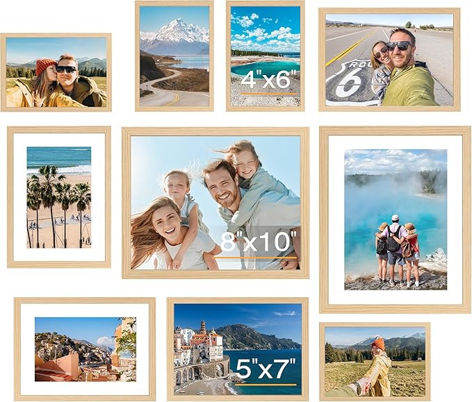 FIXSMITH 10 Pack Natural Picture Frames Collage Wall Decor for Mounting or Tabletop Display, Gall... | Amazon (US)