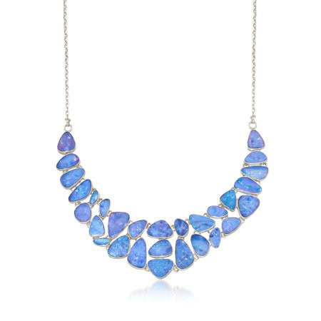 Ross-Simons Blue Opal Doublet Mosaic Bib Necklace in Sterling Silver | Walmart (US)
