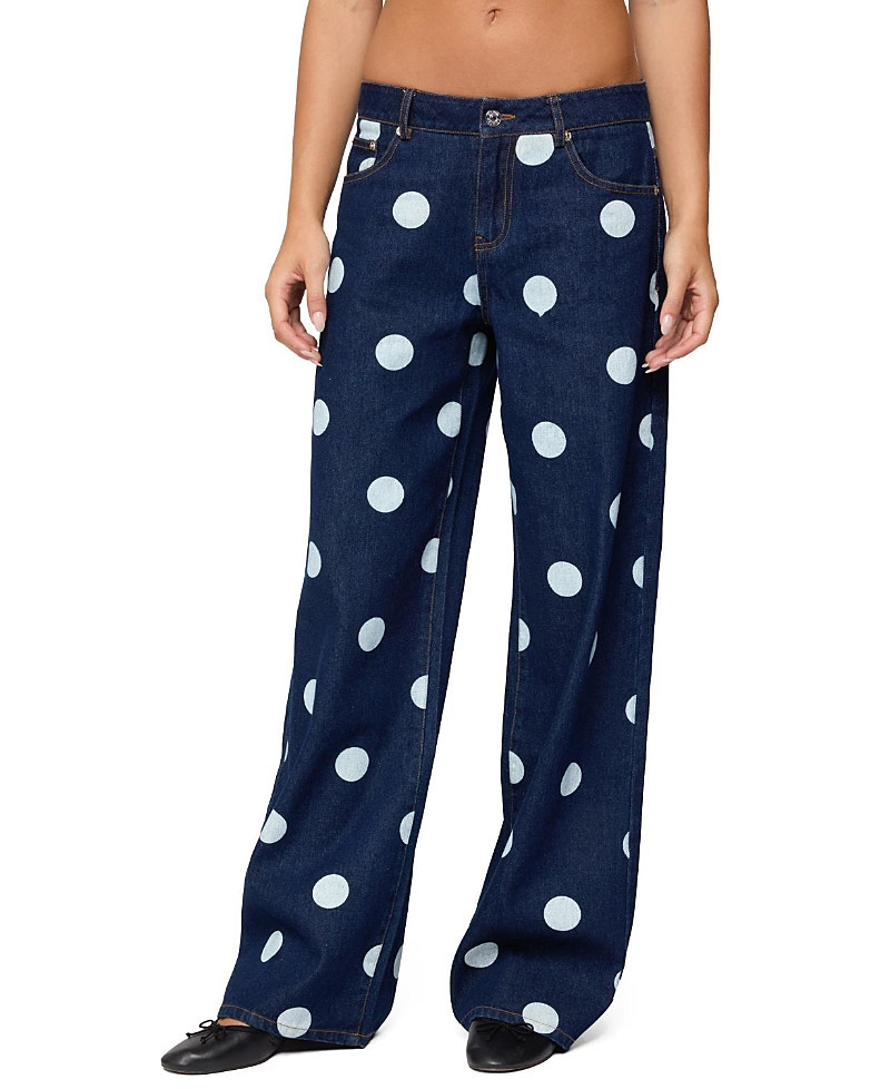 Edikted Leyah Polka Dot Low Rise Baggy Jeans | Bloomingdale's (US)