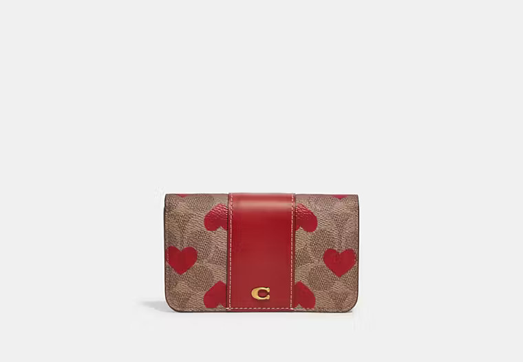 Slim Card Case In Signature Canvas With Heart Print | Coach (US)