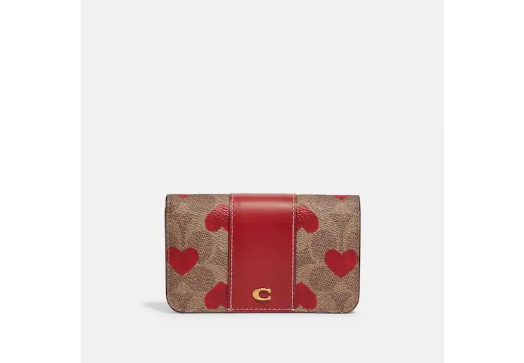 Slim Card Case In Signature Canvas With Heart Print | Coach (US)