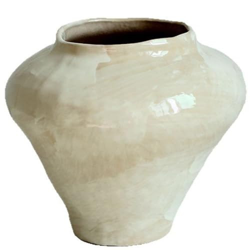 UNYQBFKM White Rustic Large Round Vase for Table Centerpieces, Vase, Earthy Stone Look, Textured, Modern Homes Farmhouse Centerpiece Decor,E | Amazon (US)