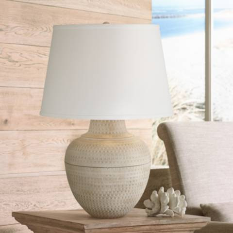 Barnes and Ivy Brighton 27 1/4" Hammered Beige Pot Farmhouse Lamp | Lamps Plus
