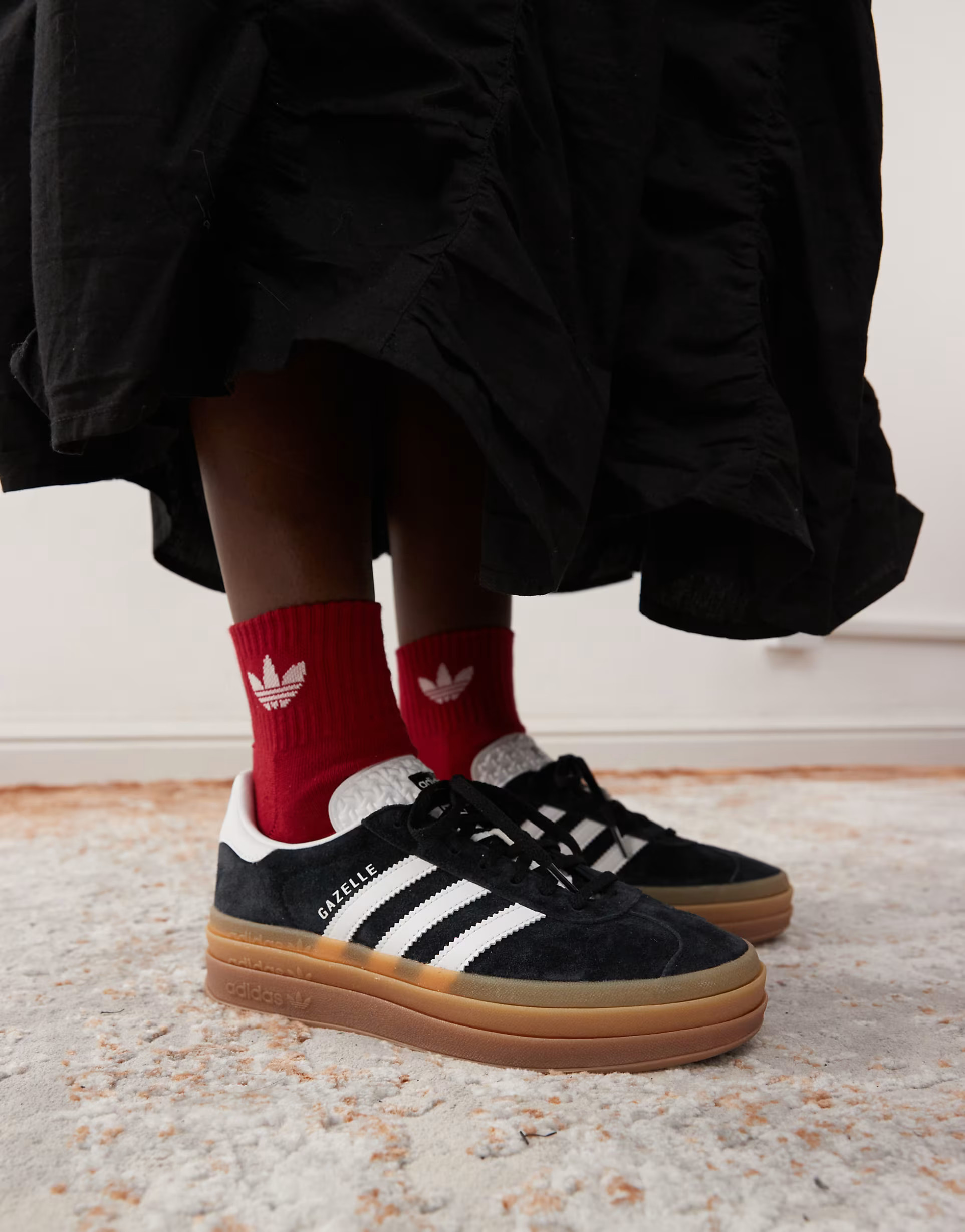 adidas Originals Gazelle Bold trainers in black and white | ASOS (Global)