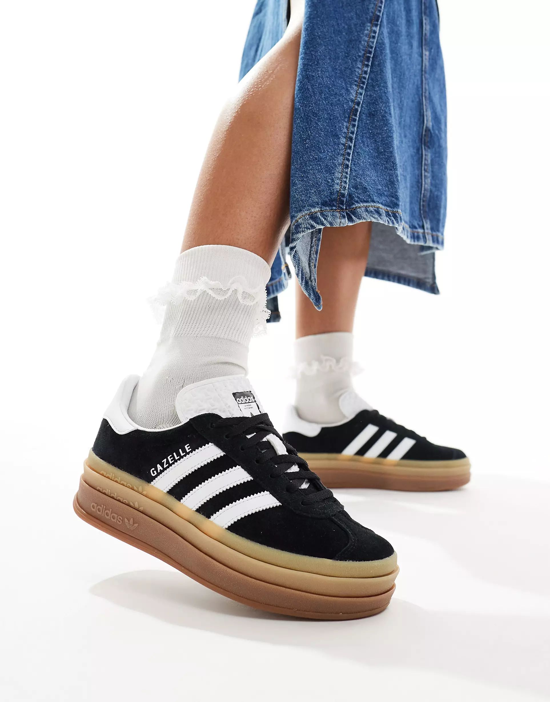adidas Originals Gazelle Bold trainers in black and white | ASOS (Global)