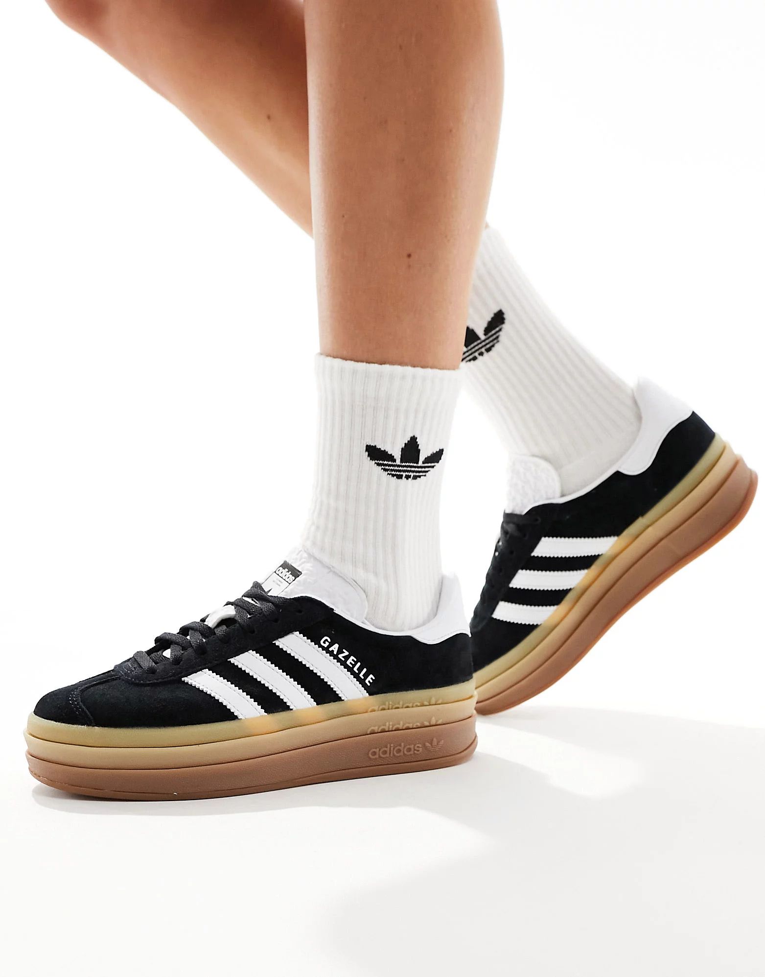 adidas Originals Gazelle Bold trainers in black and white | ASOS (Global)