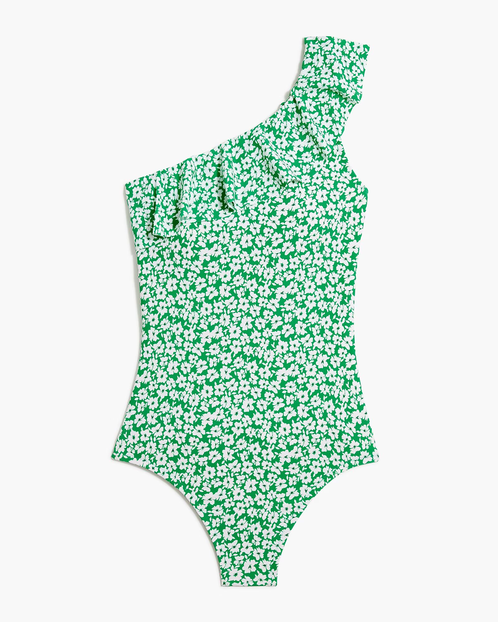 Printed ruffle one-shoulder  one-piece swimsuit | J.Crew Factory