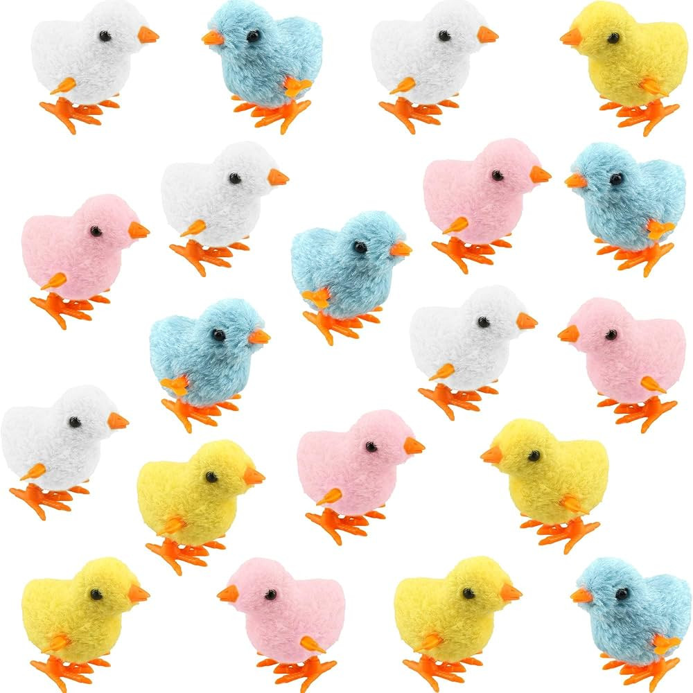 20 Pieces Easter Wind Up Chick Toys Wind-up Easter Chicken Plush Chicks Toys Novelty Jumping Chic... | Amazon (US)