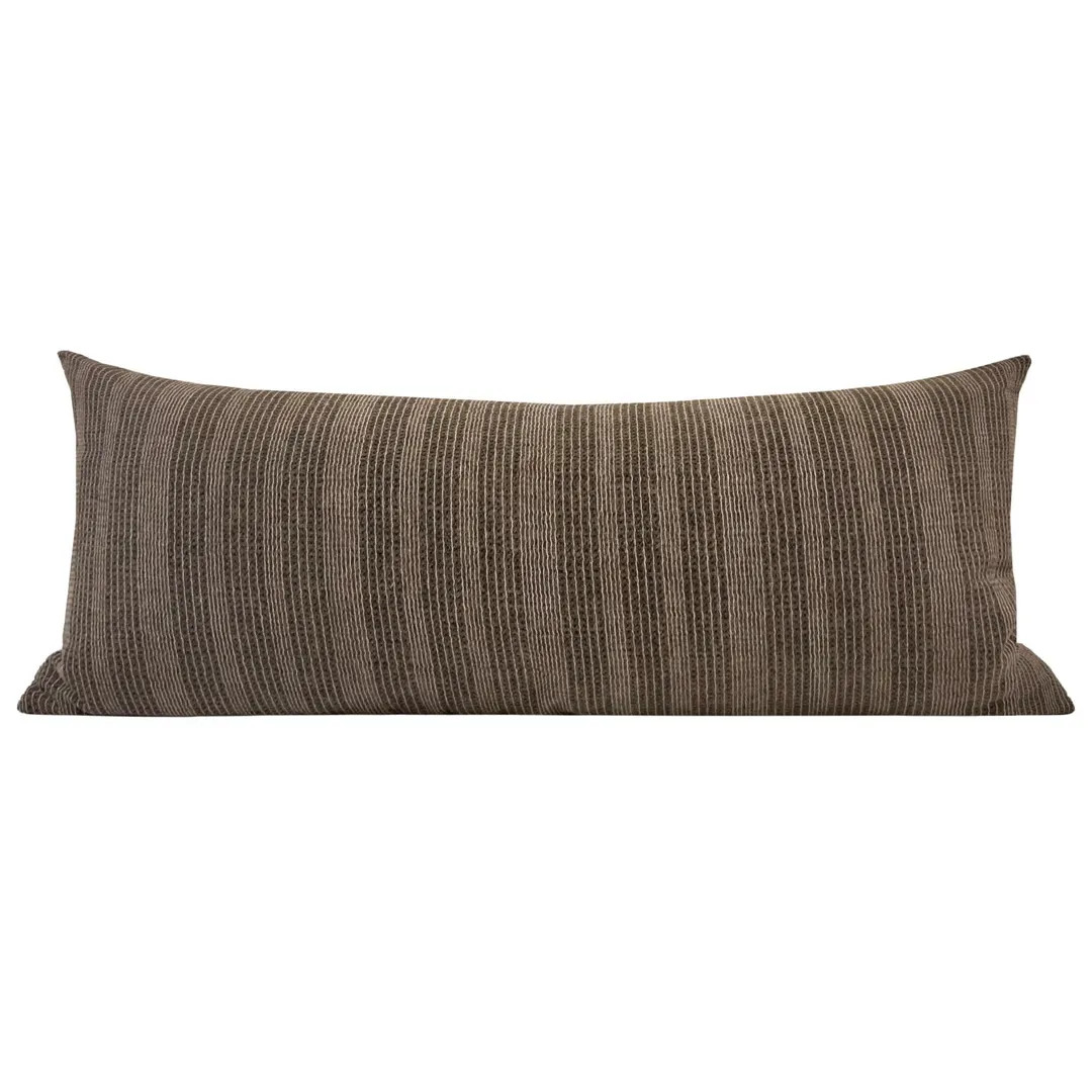 ASHER || Dark Brown Striped Pillow Cover, Earthy Brown Neutral Pillow, Farmhouse Pillow, Brown St... | Etsy (US)