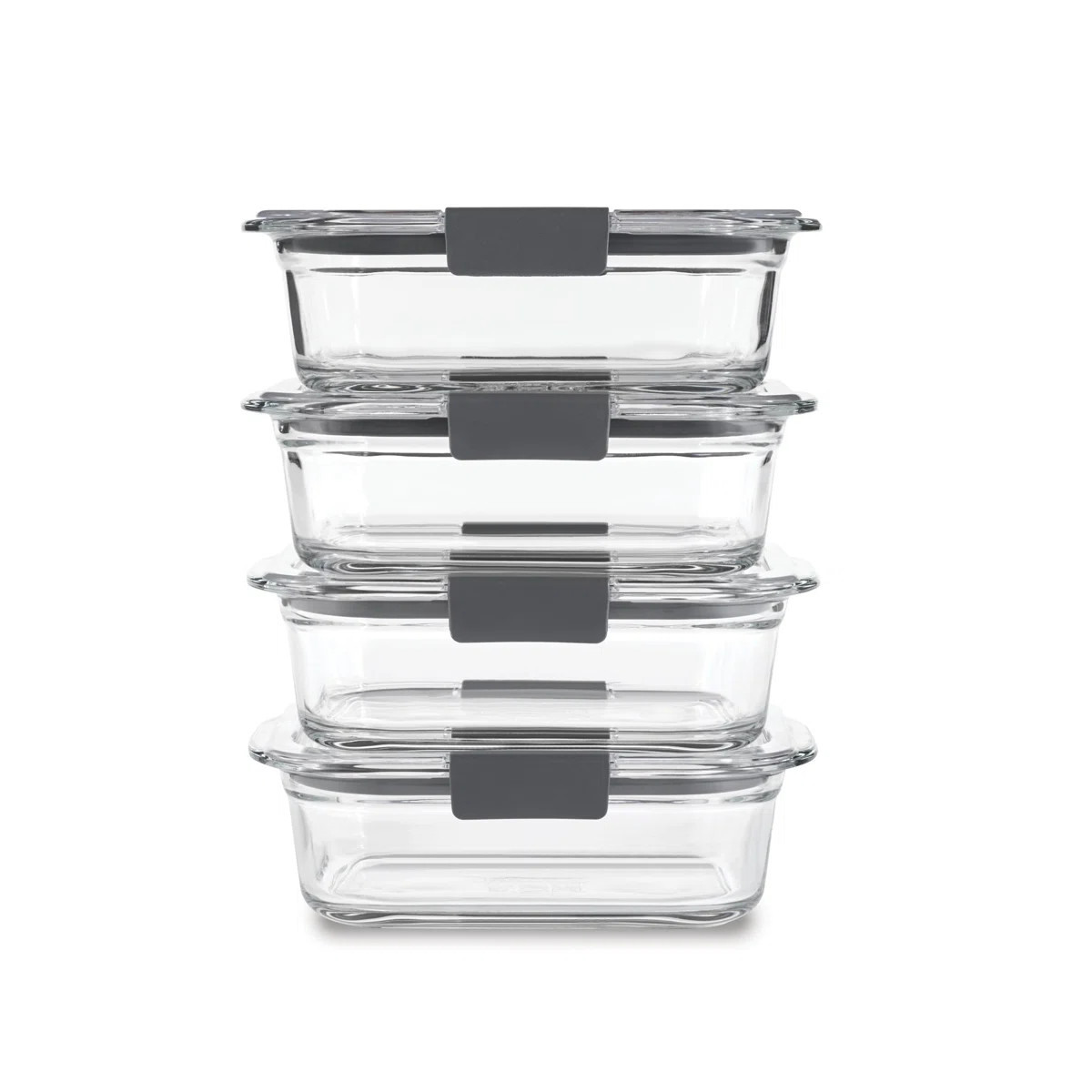 Rubbermaid Brilliance Glass Food Storage Containers with Lids, 3.2 Cup, 4 Pack (8 Pieces Total) | Wayfair North America