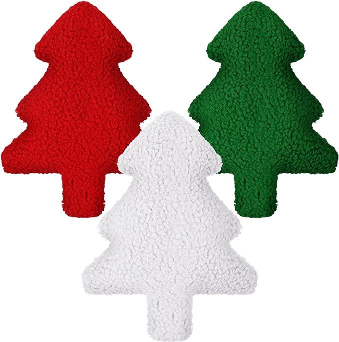 Bencailor 2 Pcs 9.84 x 13.78 Inch Christmas Throw Pillow Fluffy Soft Pillow Cute Shaped Stuffed P... | Amazon (US)