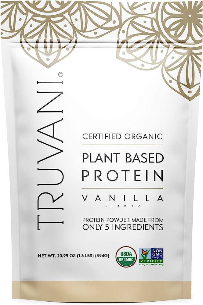 Truvani Organic Vegan Protein Powder, Organic Pea Protein Powder, Vegan, Non GMO, Gluten/Diary Fr... | Amazon (US)