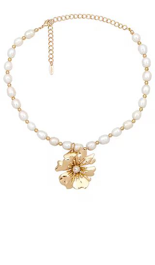 Pearl And Flower Necklace in Gold | Revolve Clothing (Global)