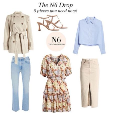 Finally, Stores And Websites Are Filling Up With New Arrivals Just In Time For Spring. The Nordstrom 6 Just Chose Six Pieces You Need To Start Putting Together Your Spring Wardrobe. This Stylish Starter Pack For Spring Includes Updated Classics Like A Cropped Trench, Jeans, Nude Shoes, And Crisp Button-Up Alongside A Fresh New Floral Print Dress And Trending Denim Skirt.