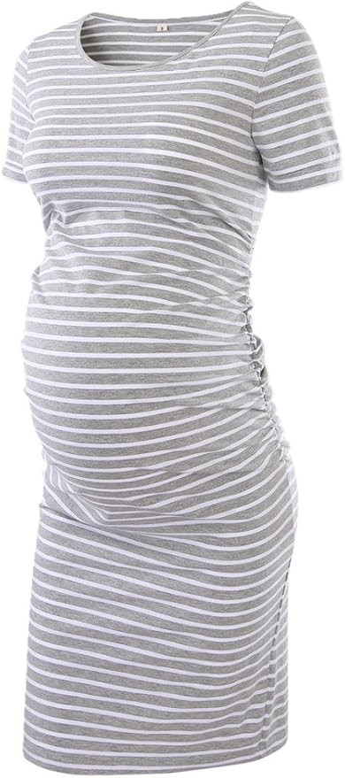 Liu & Qu Women's Maternity Bodycon Ruched Side Dress Casual Short & 3/4 Sleeve Dress for Daily We... | Amazon (US)
