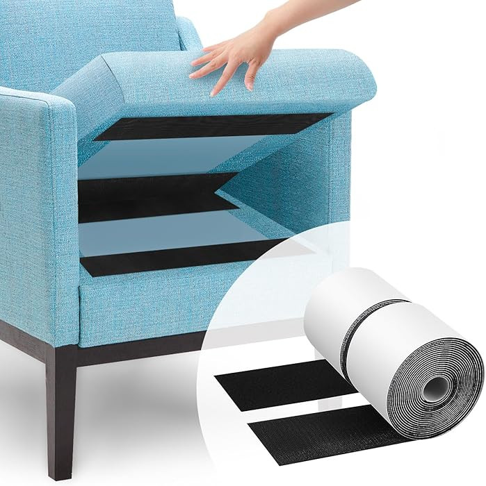 4.4''×16.5 Feet Black Heavy Duty Hook and Loop Tape Adhesive, Keep Couch Cushions from Sliding o... | Amazon (US)