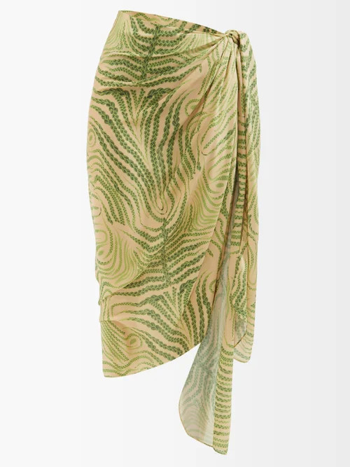Fe Noel - Sundance Fern-print Voile Sarong - Womens - Green Print | Matches (US)