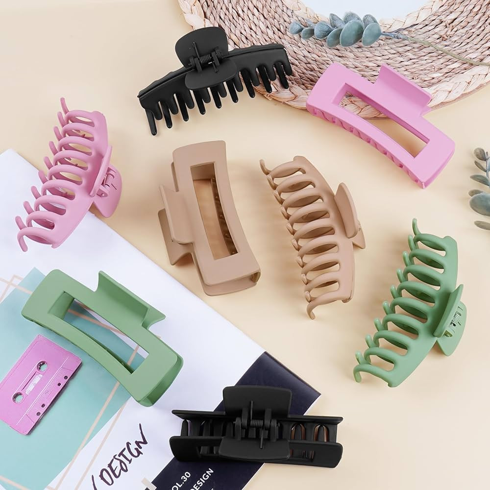 TOCESS 8 Pack Big Hair Claw Clips for Women Large Claw Clip for Thin Thick Curly Hair 90's Strong... | Amazon (US)