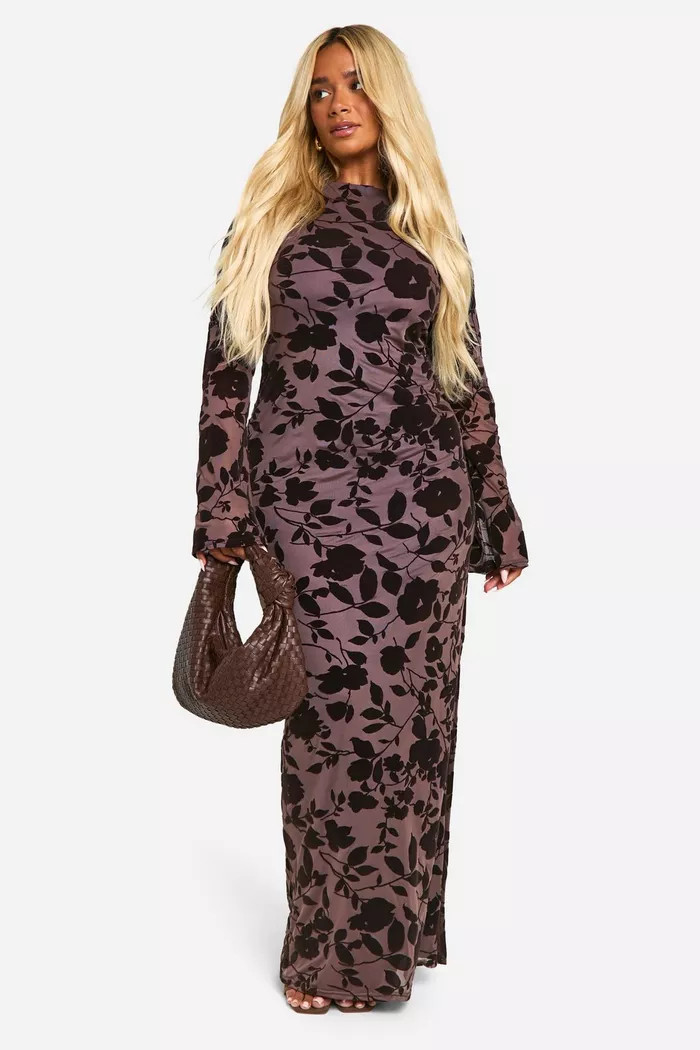 Plus Devore Low Back Column Maxi Dress | boohoo (US & Canada)