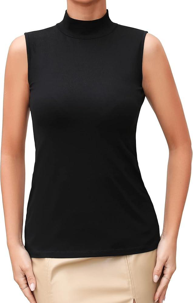 UNTYHOTS Women Mock Neck Turtleneck Sleeveless Long Sleeve Top Clothing | Amazon (US)