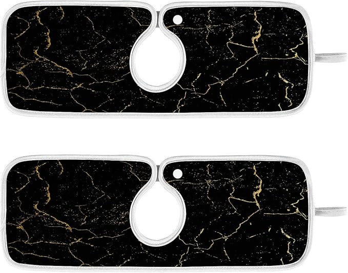 Gold Marbling Texture Faucet Water Catcher Mat 2 Pack Sink Splash Guard Absorbent Dish Drying Mat... | Amazon (US)
