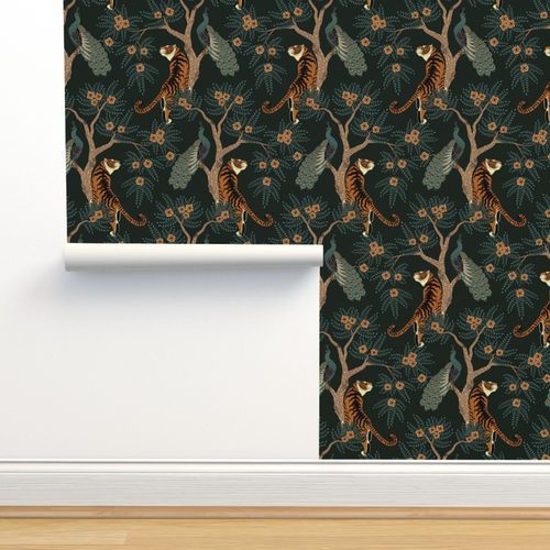 tiger and peacock (large scale) | Spoonflower | Spoonflower