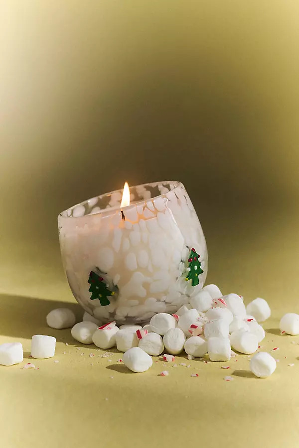 Christmas Tree Festive Icon Woody Fresh Balsam & Cedarwood Glass Candle | Anthropologie (US)