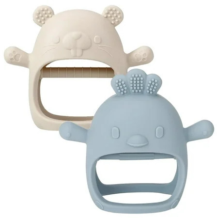 ROXANEPIG 2 Pack Baby Teething Toys, Teether for Baby, Silicone Mitten Teething Toys for Babies, Baby Teethers Toys 0-3-6-12 Months, Chew Toys Hand Pacifier for Soothing Teething Pain Relief | Walmart (US)