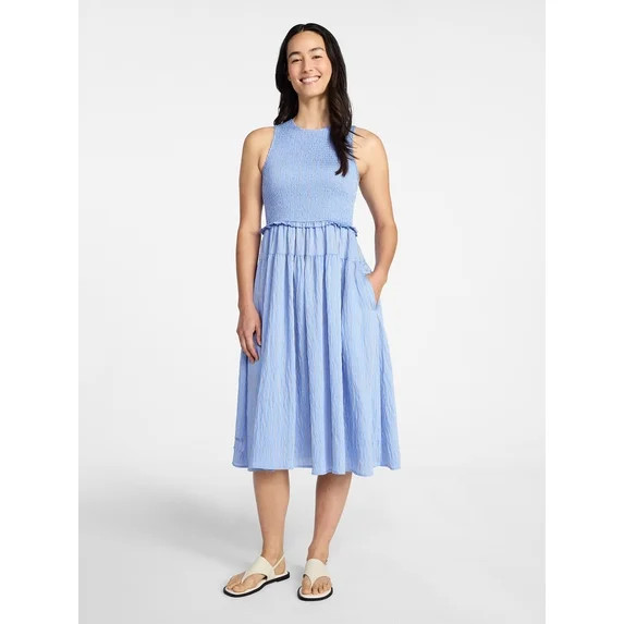 Time and Tru Women's Sleeveless Smocked Midi Dress, Sizes XS-4X | Walmart (US)