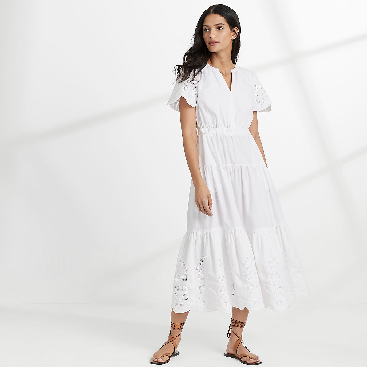 Women's Tiered Eyelet Maxi Dress | Lands' End (US)