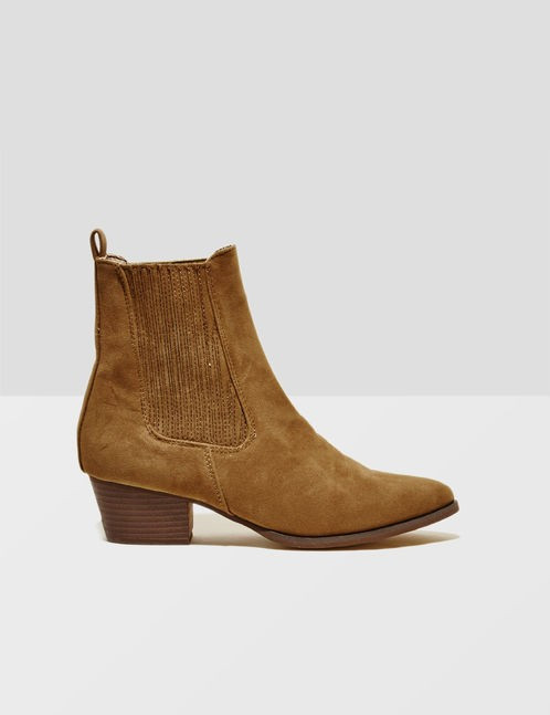 bottines façon suédine camel | Jennyfer
