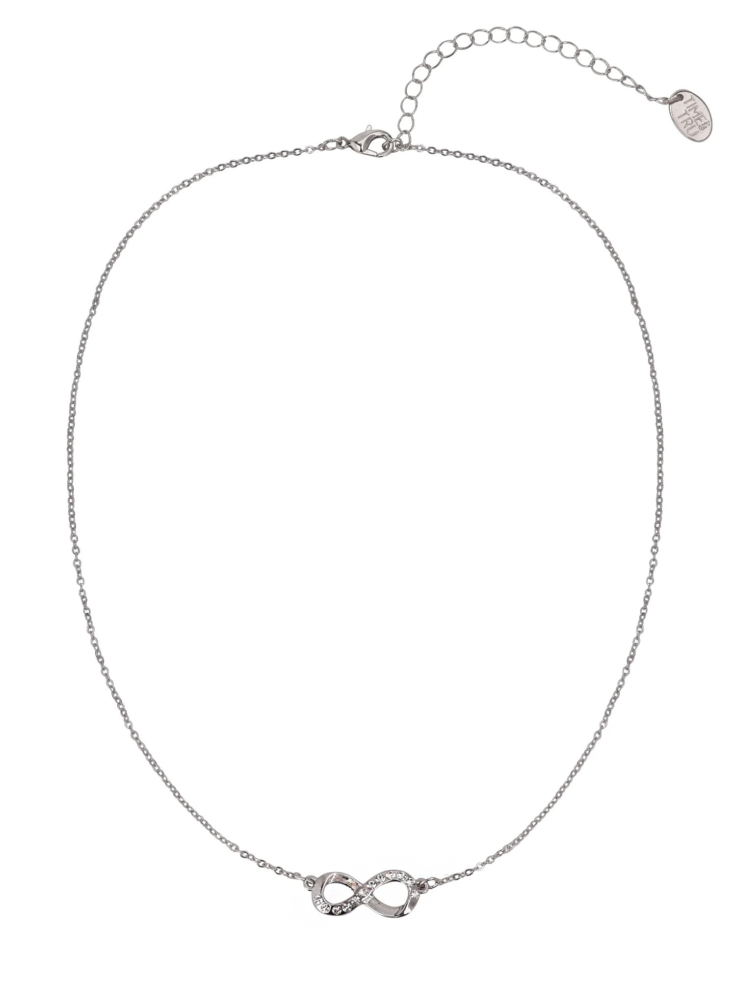 Time and Tru Adult Women's Silver Tone Infinity Crystal Metal Pendant Necklace | Walmart (US)