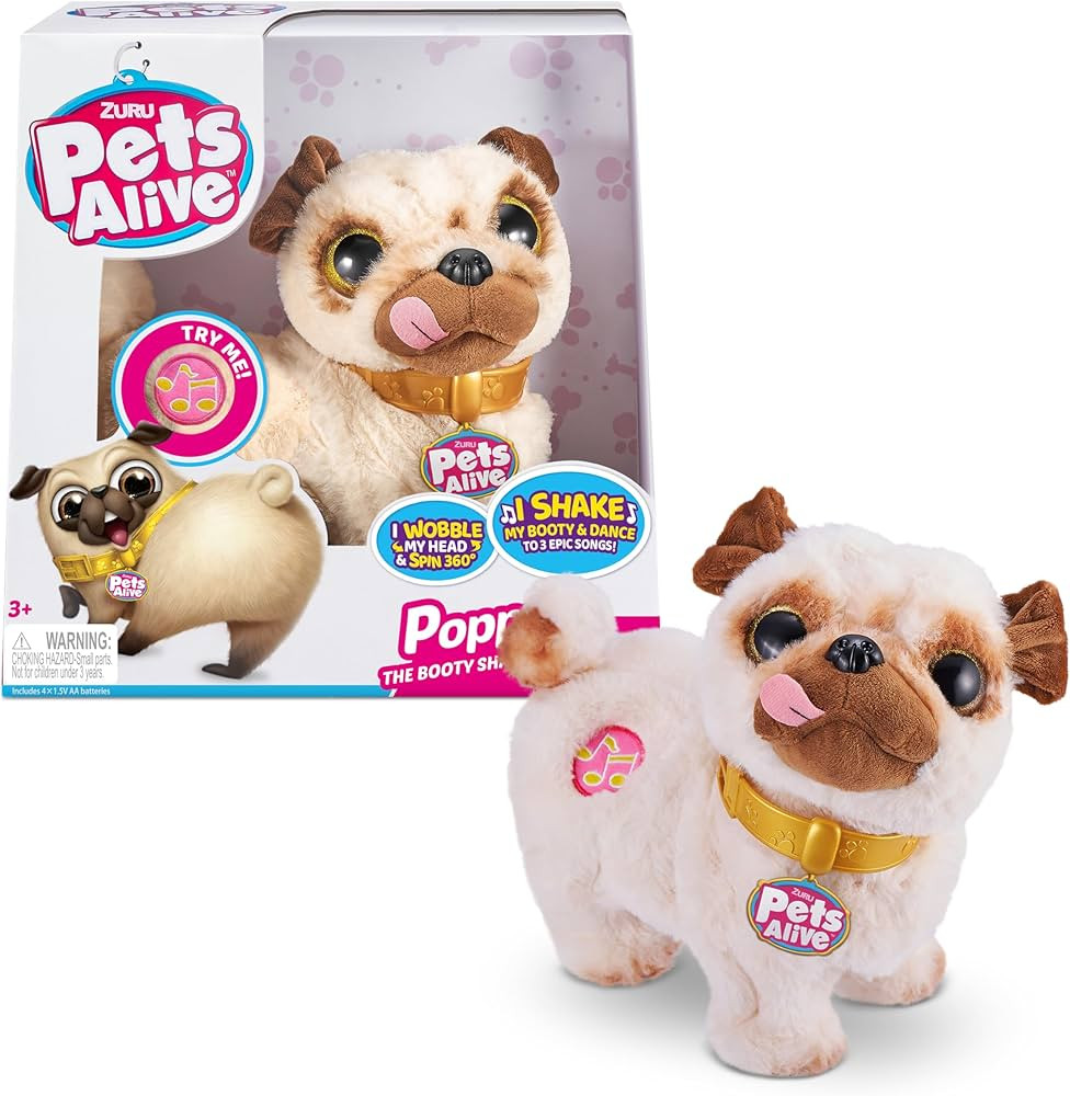 Pets Alive Poppy The Booty Shakin’ Pug – Interactive Dancing Plush Puppy by ZURU Robotic Real... | Amazon (US)