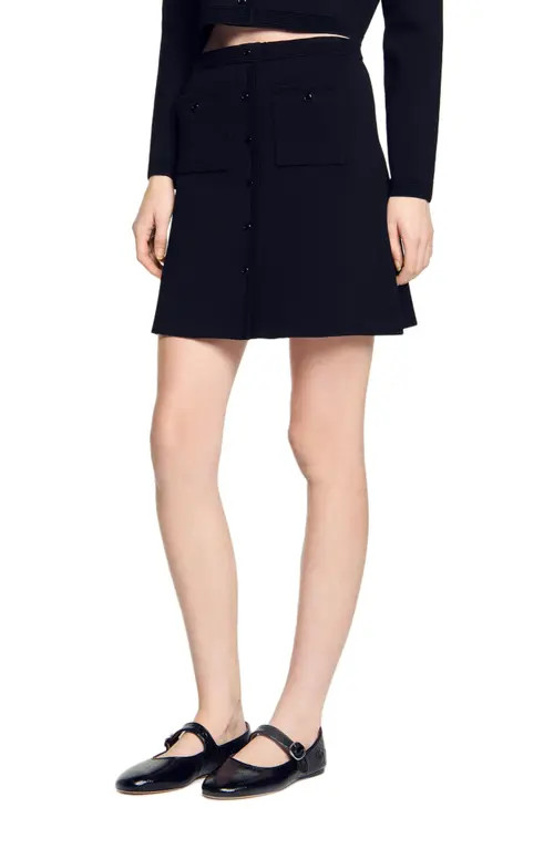 SANDRO Mini knit skirt in Black at Nordstrom, Size 38 Eu | Nordstrom