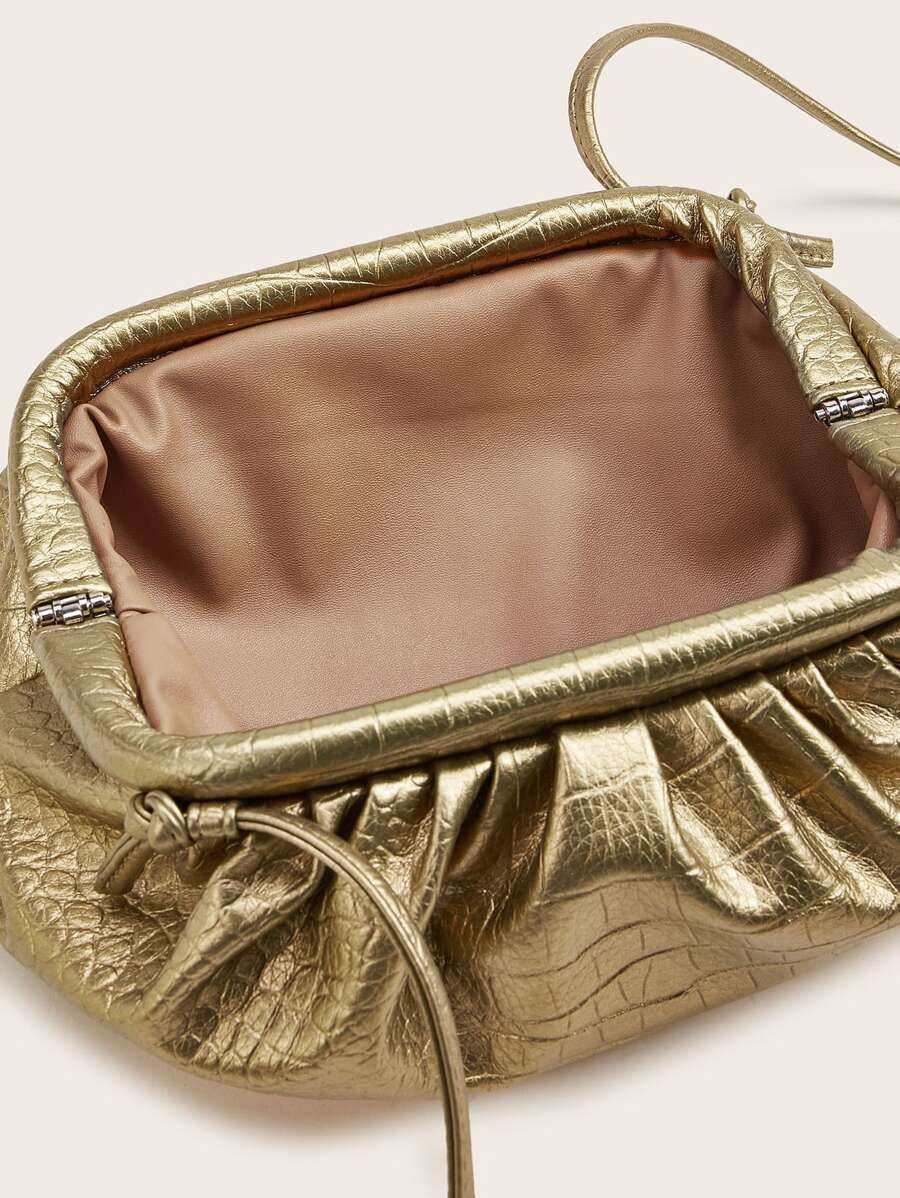 Croc Embossed Ruched Clutch Bag | SHEIN