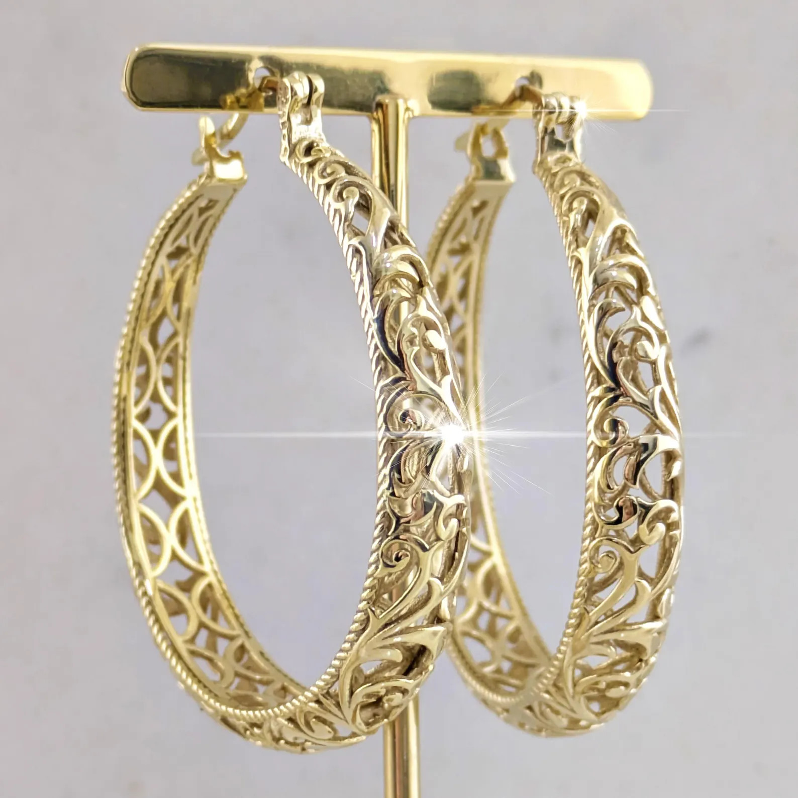 Gold Filigree Hoop Earrings - Lightweight and Elegant Statement Jewelry | Etsy (Global)