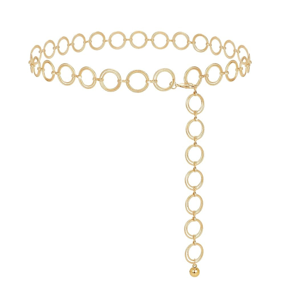 WERFORU Damen Gürtel Mode Taillengürtel Metall Kettengürtel Verstellbare Taillenkette Hüftket... | Amazon (DE)