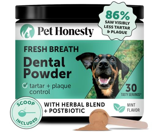 Pet Honesty Dog Breath Freshener Dental Powder for Teeth Cleaning Plaque Off, Dental Care for Dogs, Tartar Remover for Teeth with Natural Herbal Blend + Postbiotics (Mint - 30 Servings) | Amazon (US)