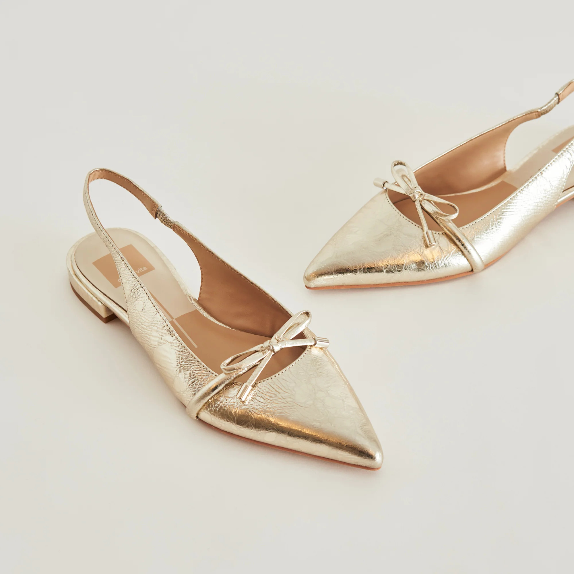 Payge Flats Platinum Distressed Leather | DolceVita.com