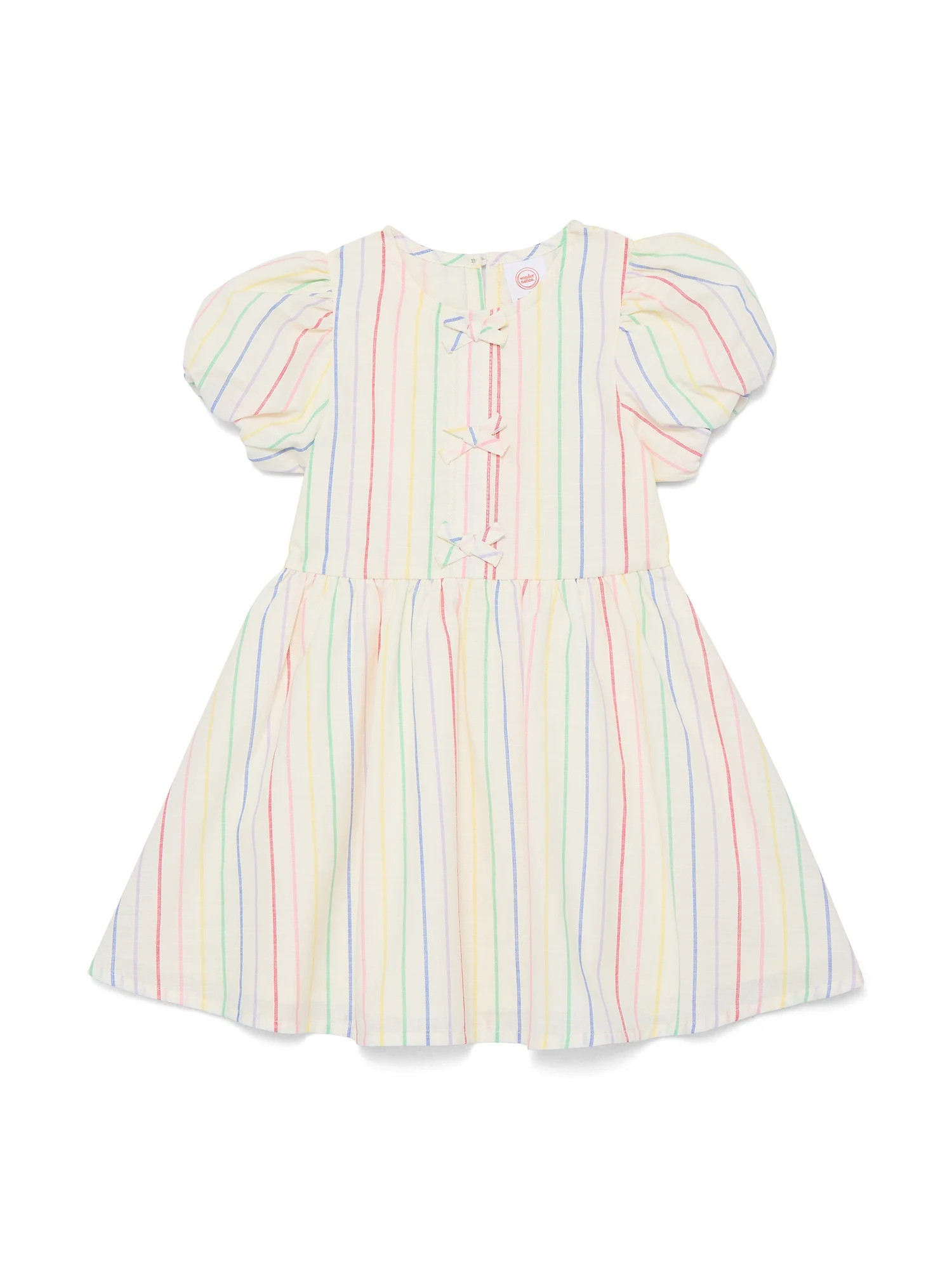 Wonder Nation Toddler Girls Stripe Dress with Bubble Sleeves, Sizes 12M-5T | Walmart (US)