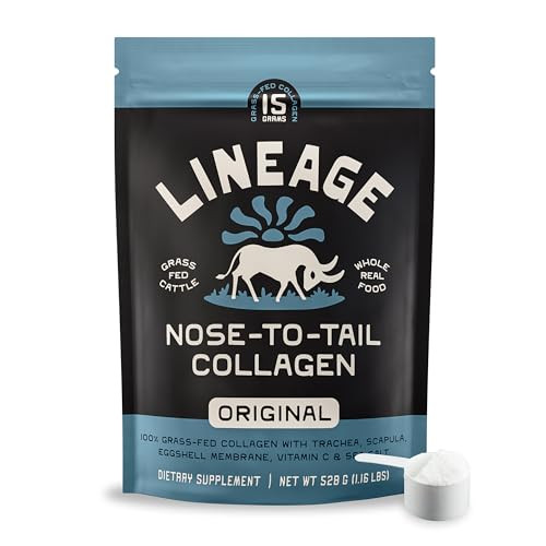 Lineage Provisions 100% Grass Fed Collagen Powder UNFLAVORED – Hydrolyzed Bovine Collagen Peptides with Trachea, Scapula, Eggshell Membrane – Collagen Protein Powder with Vitamin C – 30 Servings | Amazon (US)