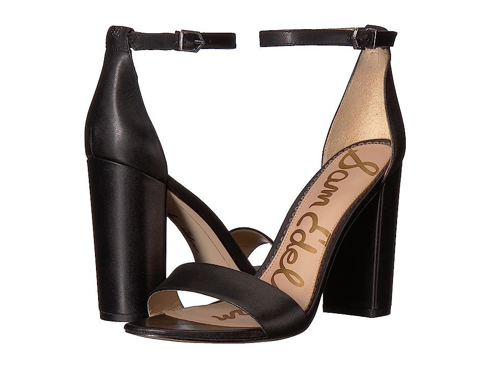 Sam Edelman Yaro Ankle Strap Sandal Heel (Black Vaquero Saddle Leather) Women's Dress Sandals | Zappos