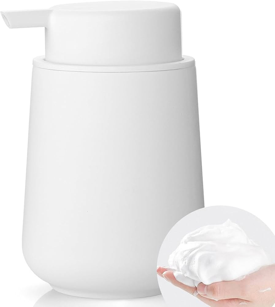 Matte White Foaming Hand Soap Dispenser Plastic 11 oz - Modern Minimalist Style for Bathroom & Ki... | Amazon (US)