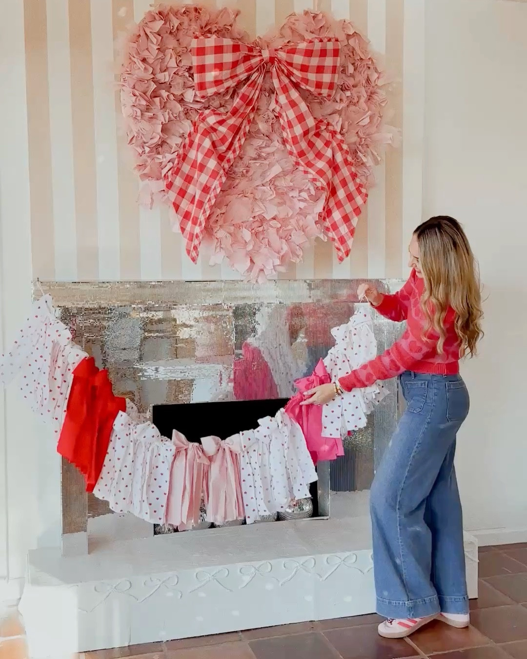 DIY Valentine’s Day Bow Garland Tutorial 💕

I started by ripping fabric strips about 3 inches wide and 30 inches long. First, I went all the way across my string and tied each fabric strip on with a simple knot to build the base of the garland. Once the entire string was full, I went back and added bows all the way across, tying them right over the knotted pieces. I fluffed and adjusted everything to make it look full and layered. This DIY is so easy and works perfectly for Valentine’s Day or any occasion just by switching up the fabric.

#LTKSeasonal #LTKFindsUnder50 #LTKHome