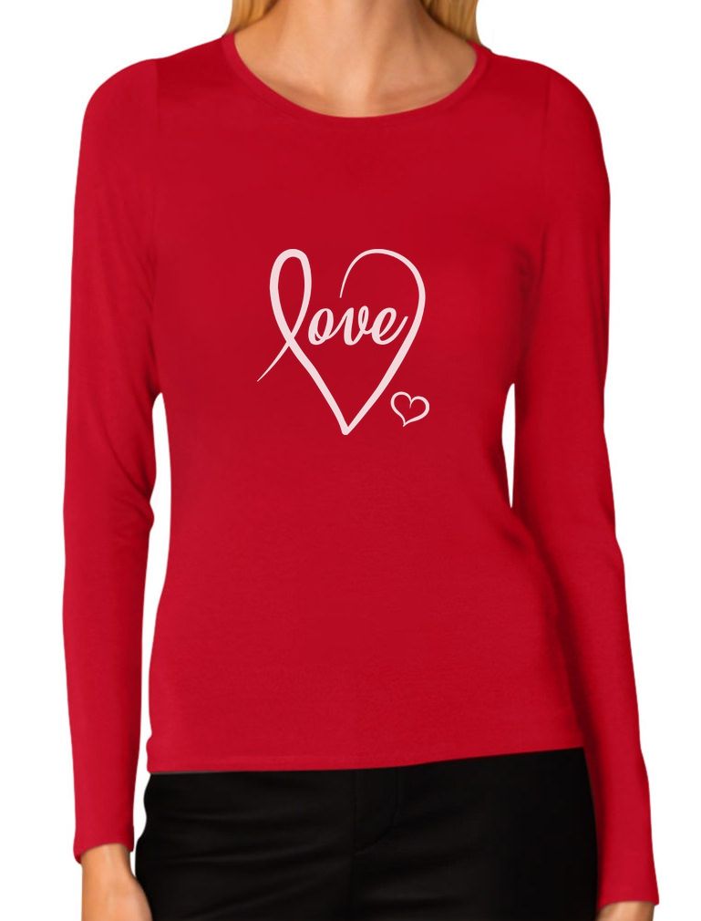 Tstars Womens Valentine's Day Love Heart Shirt Love Cursive Heart Valentine's Day Cute Gift Idea ... | Walmart (US)